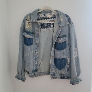 Distressed Jean Jacket sized L